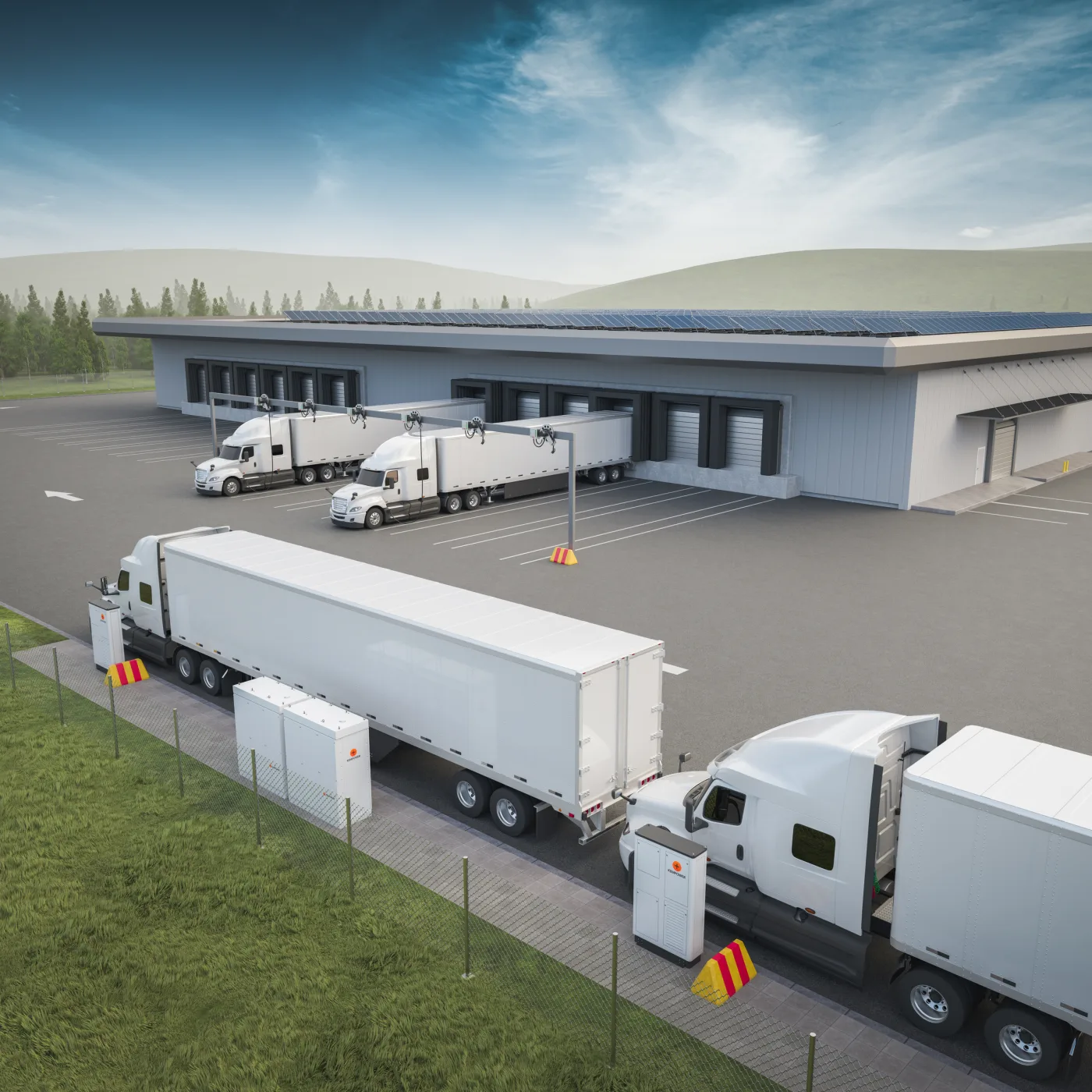 Distributed DC charging system in fleet depot